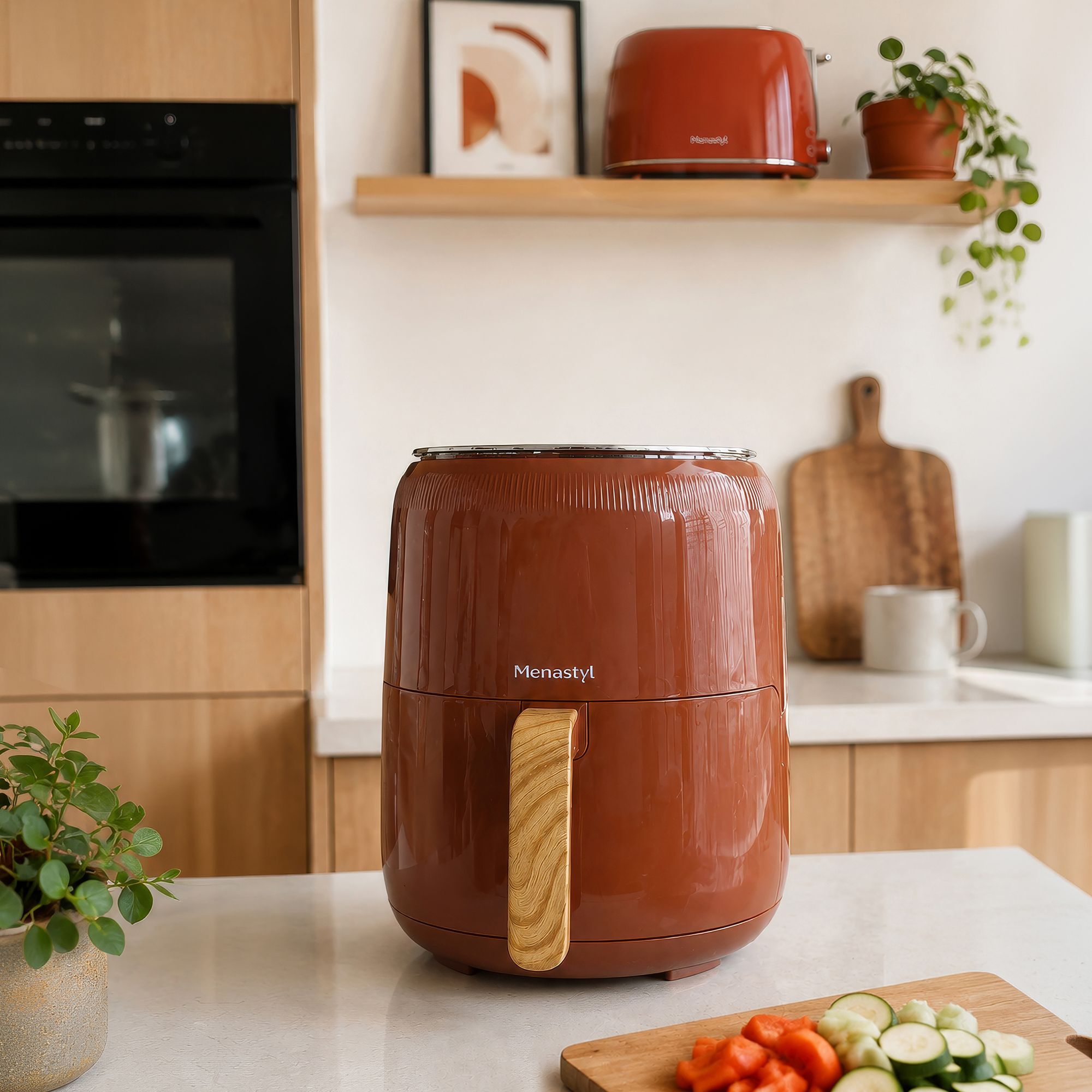 Friteuse à air chaud 4.5lcolorama brique avec poignée finition bois
