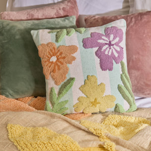 Coussin Fleurs sauvages 45x45cm vert