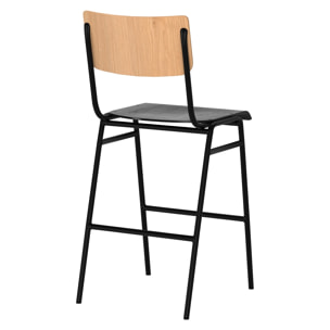 Chaise de bar mi-hauteur Clem en bois clair et noir 66 cm (lot de 2)