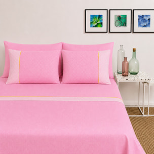 BASSETTI Completo letto 100% Cotone Fantasie Geometriche_Matrimoniale_ Ruby Rosa