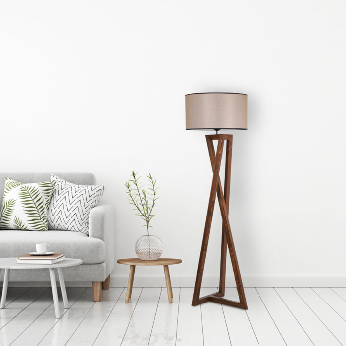 Lampadaire design bois et tissu CHLOE