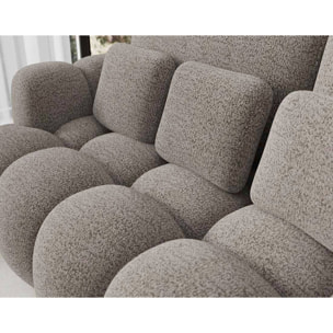 Dorian - Canapé droit 3 places convertible avec coffre en tissu bouclette - Taupe