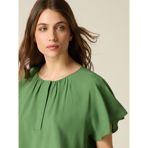 Oltre - Blusa de viscosa con drapeado - Verde