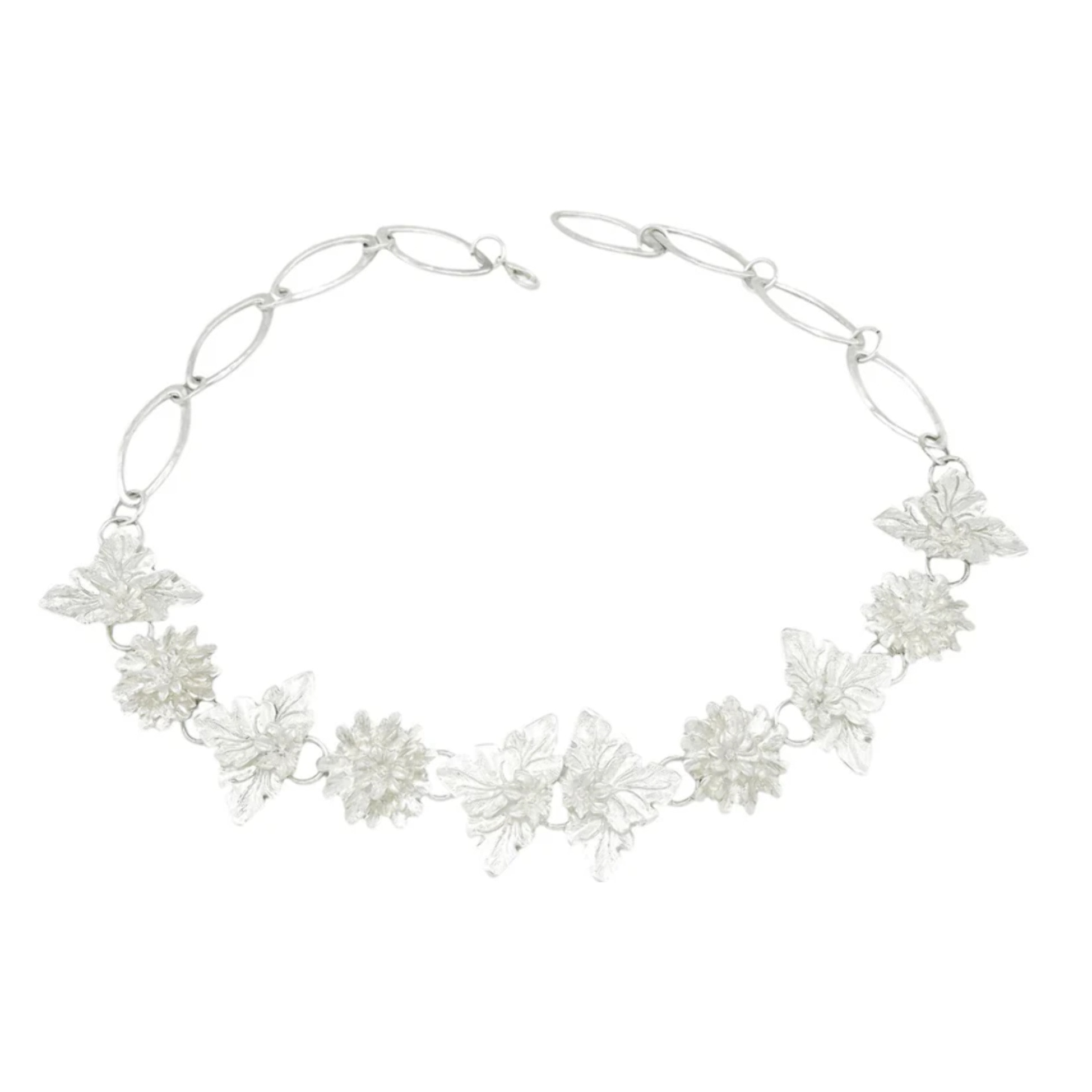 Cinturón Rosetones Flor 3D en cadena plata chapado