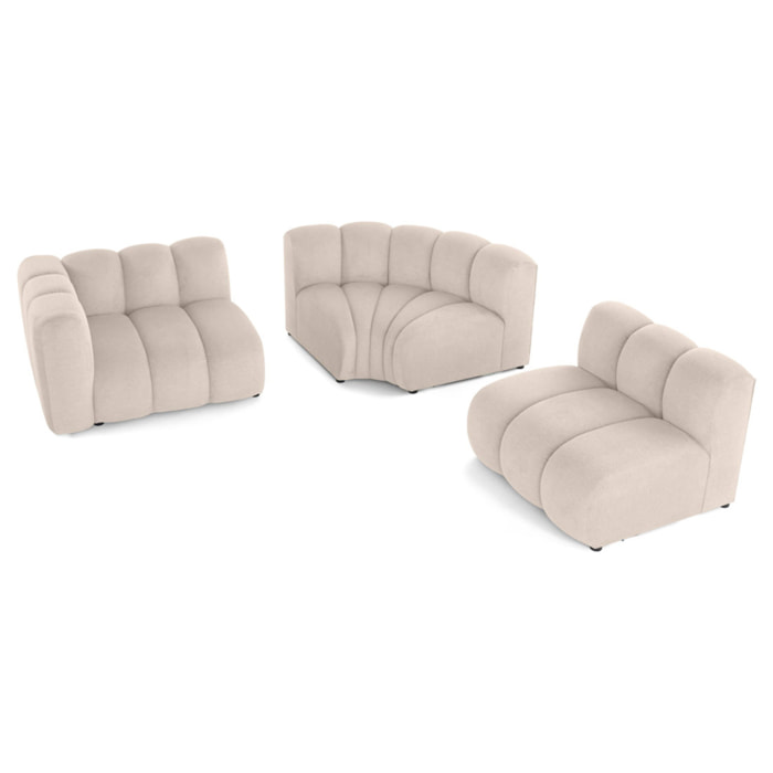 Debbie - canapé modulable d'angle droit 4 places avec accoudoir en tissu texturé - Beige