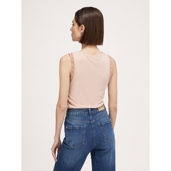 Motivi - Top con bordo in crochet - Rosa