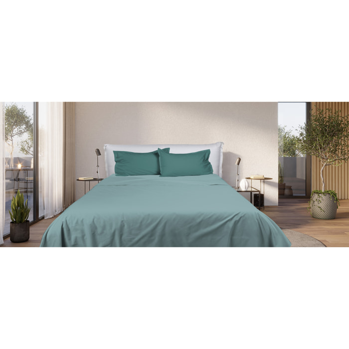 UNO CASA DESIGN Completo Letto Bice 25 Bicolor in Puro Cotone_Matrimoniale_atlantico