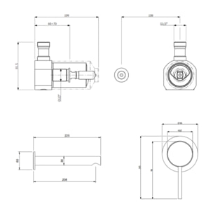 Mitigeur lavabo mural Villeroy et Boch Loop & Friends sans vidage Matt Black + Corps encastrable