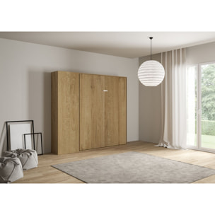 Cama abatible 160 vertical Kentaro con columna Roble Natural