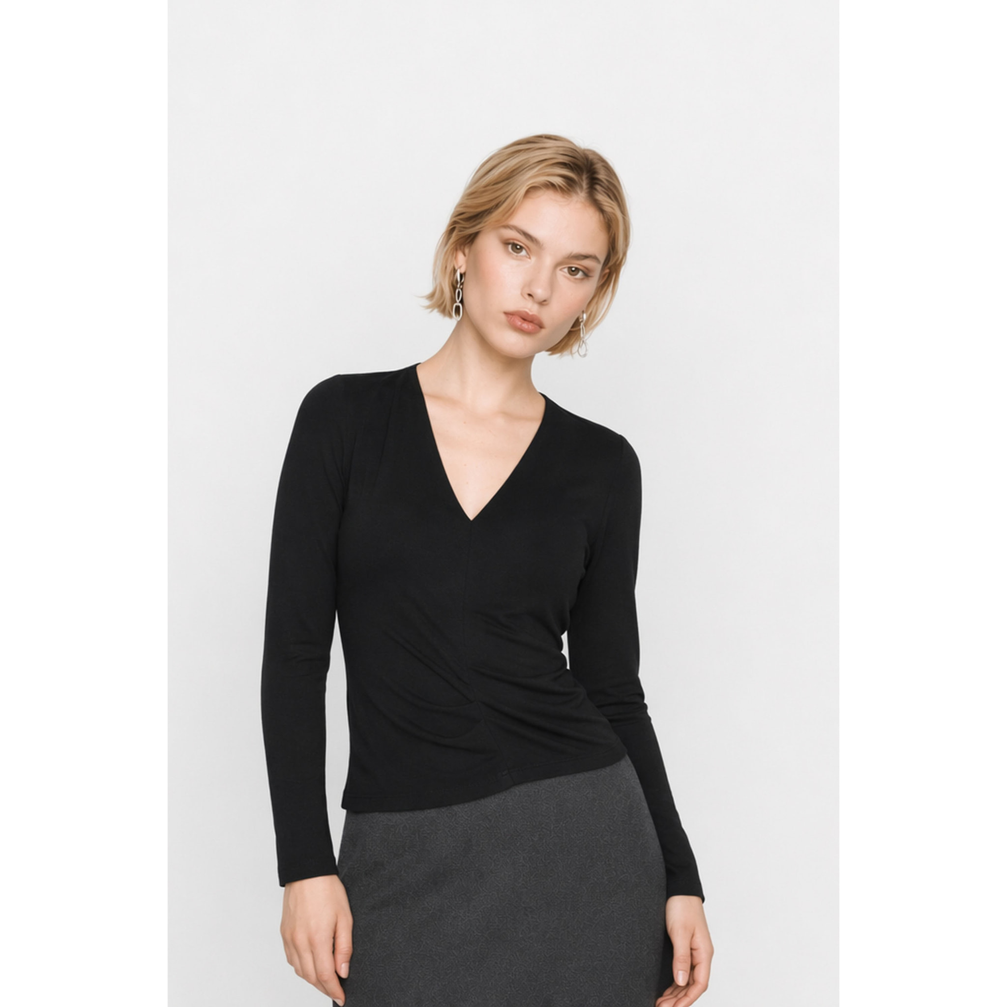 Kocca - Blusa aderente da donna in viscosa a maniche lunghe Donna