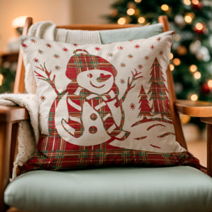 COPPIA CUSCINI NATALIZI JACQUARD SFODERABILI 50X50 CM MINIMAL NEVE