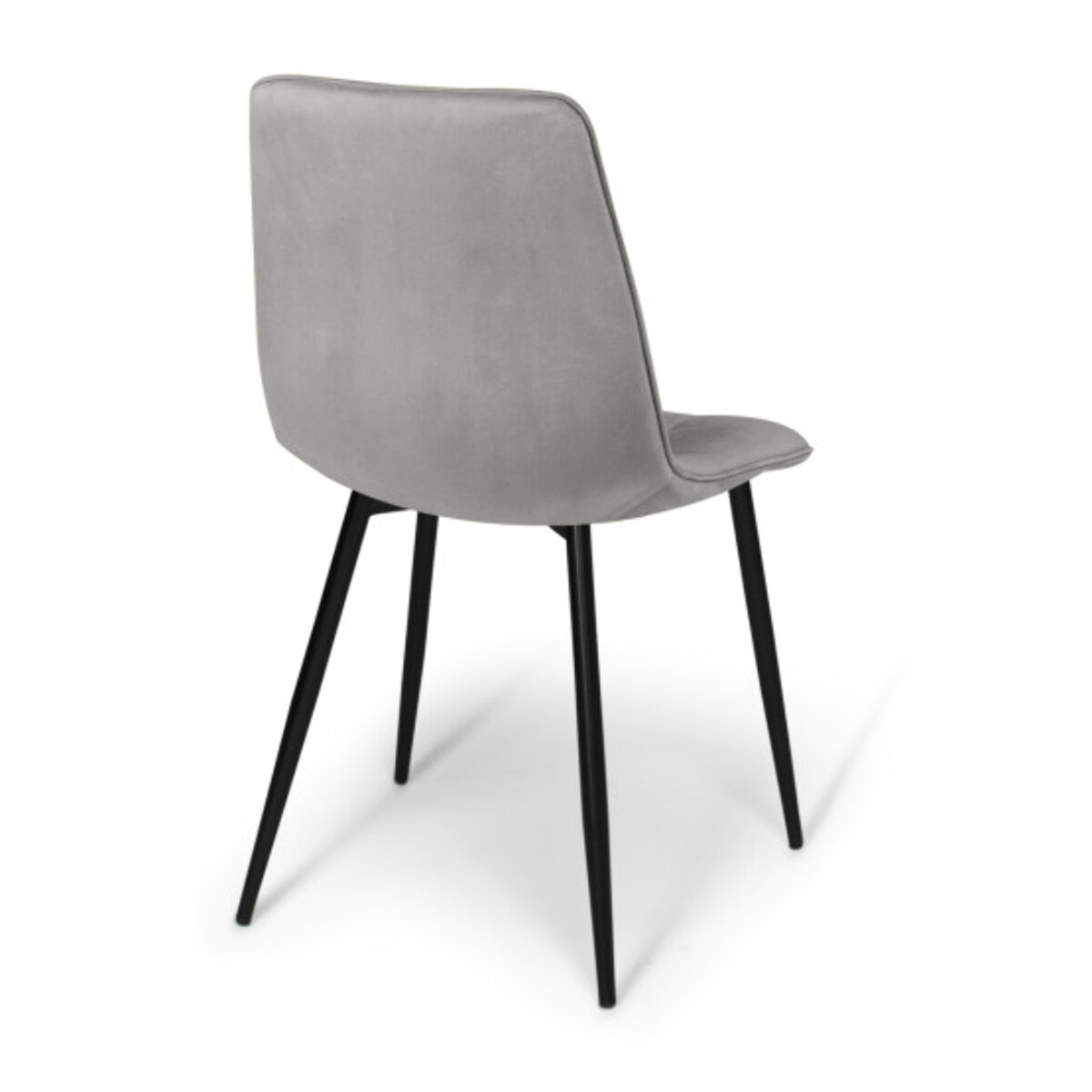 Chaises Linda en velours et pieds métal noirs - Gris Clair