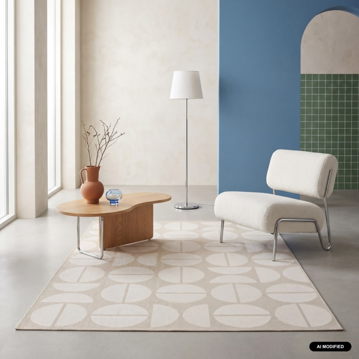 Tapis intérieur/extérieur motifs géométriques crème, beige  MEGAN