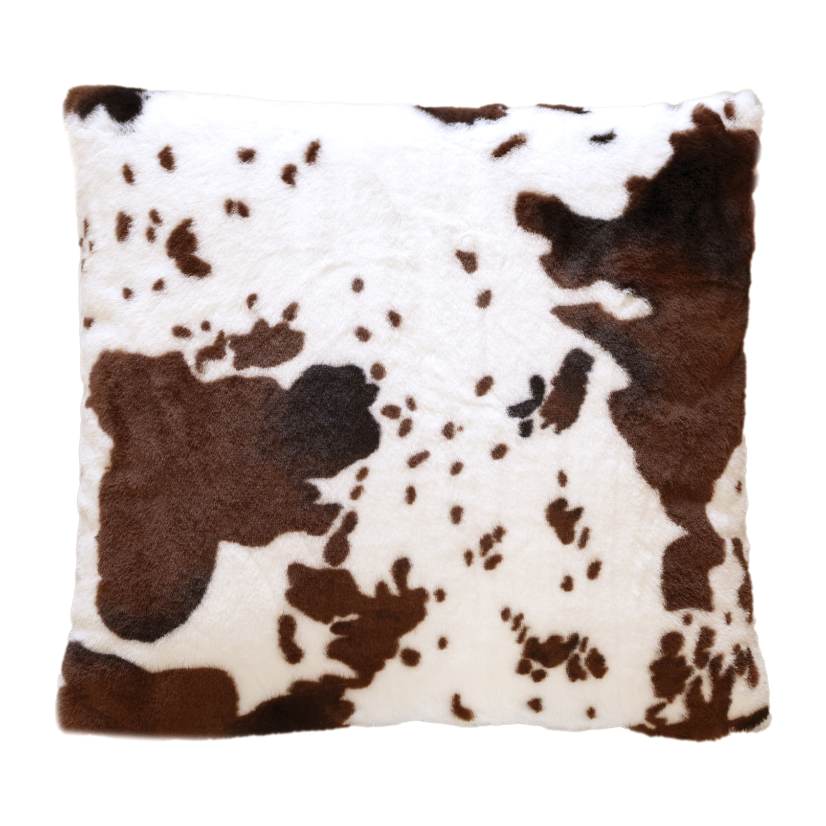 Coussin garni à motif peau de vache et dos en velours - Marron Foncé