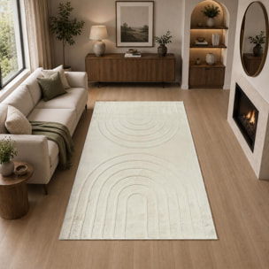 Tapis salon, faux uni sobre, texture en relief