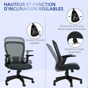 Chaise de bureau ergonomique - soutien lombaire, hauteur réglable, pivotante - noir anthracite