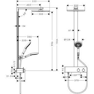 Colonne de douche 300 avec mitigeur thermostatique ShowerTablet 350 chromé Raindance E