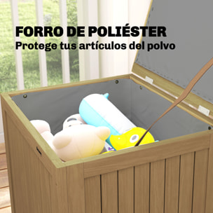 Arcón Exterior de Madera, 130L, Baúl Almacenaje Exterior con Forro, Tapa con Bisagras y Correa, Impermeable, Resistente a la Intemperie, para Jardín, Terraza, Patio, 63x51x58,5 cm, Marrón