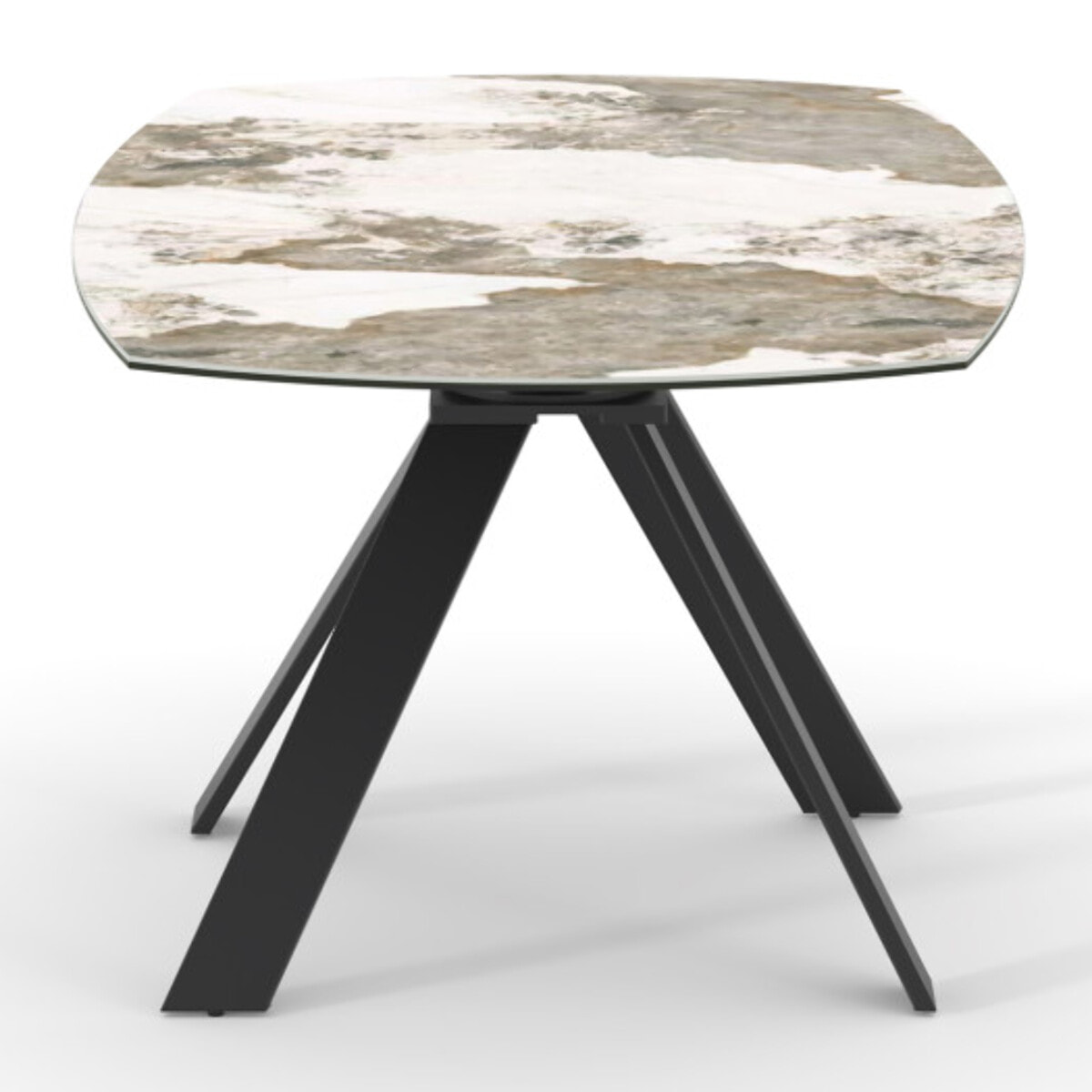 Table de repas extensible ronde 100 à 170 cm céramique marbré - ALICANTE