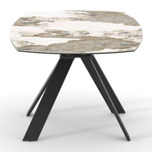 Table de repas extensible ronde 100 à 170 cm céramique marbré - ALICANTE