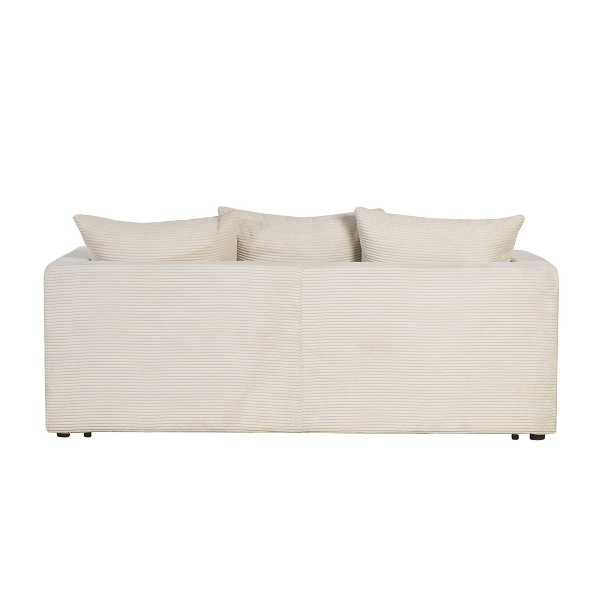 Canapé convertible 3 places en tissu velours côtelé beige avec matelas 13 cm BACIO