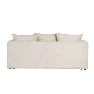 Canapé convertible 3 places en tissu velours côtelé beige avec matelas 13 cm BACIO