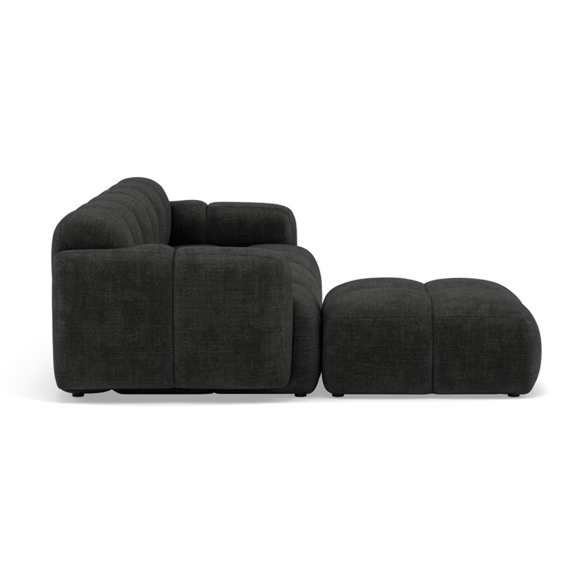 Grace - canapé modulable d'angle réversible 4 places en velours texturé - Gris Anthracite