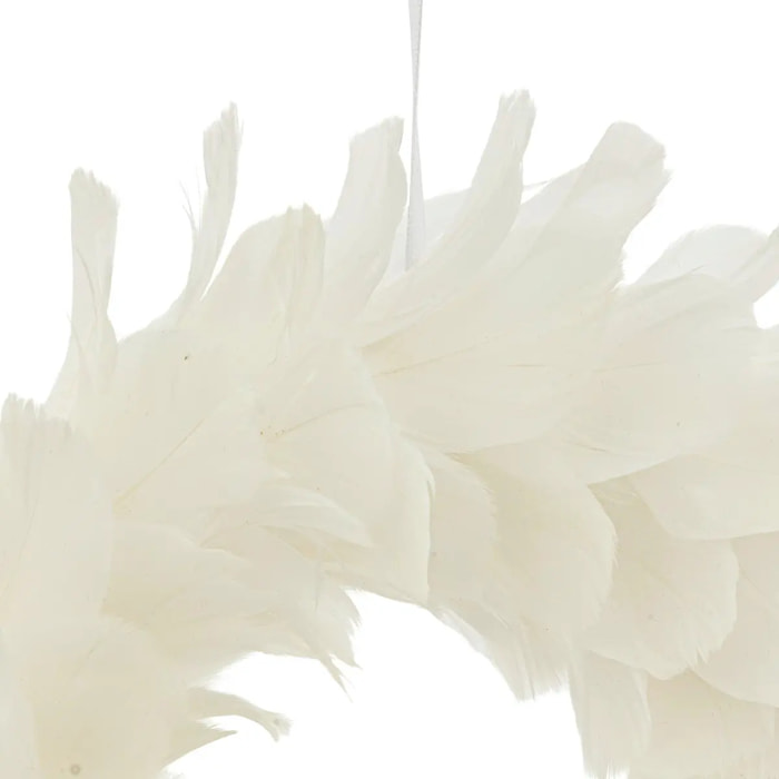 Couronne plumes D.33cm blanc