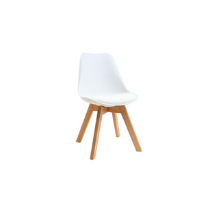 Chaises scandinaves blanc et bois clair massif (lot de 4) PAULINE