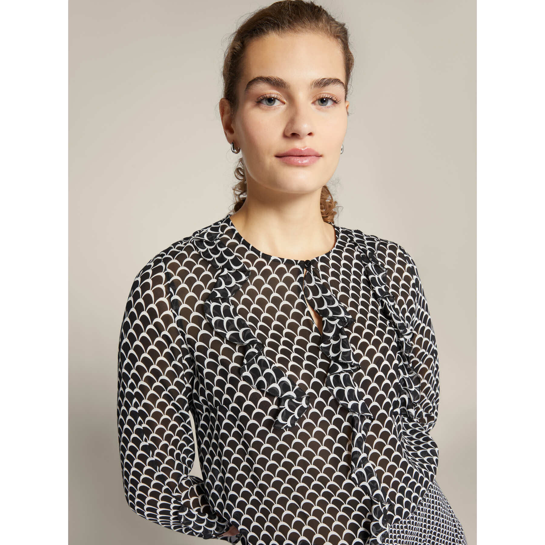 Elena Mirò - Blusa de georgette estampada - Negro