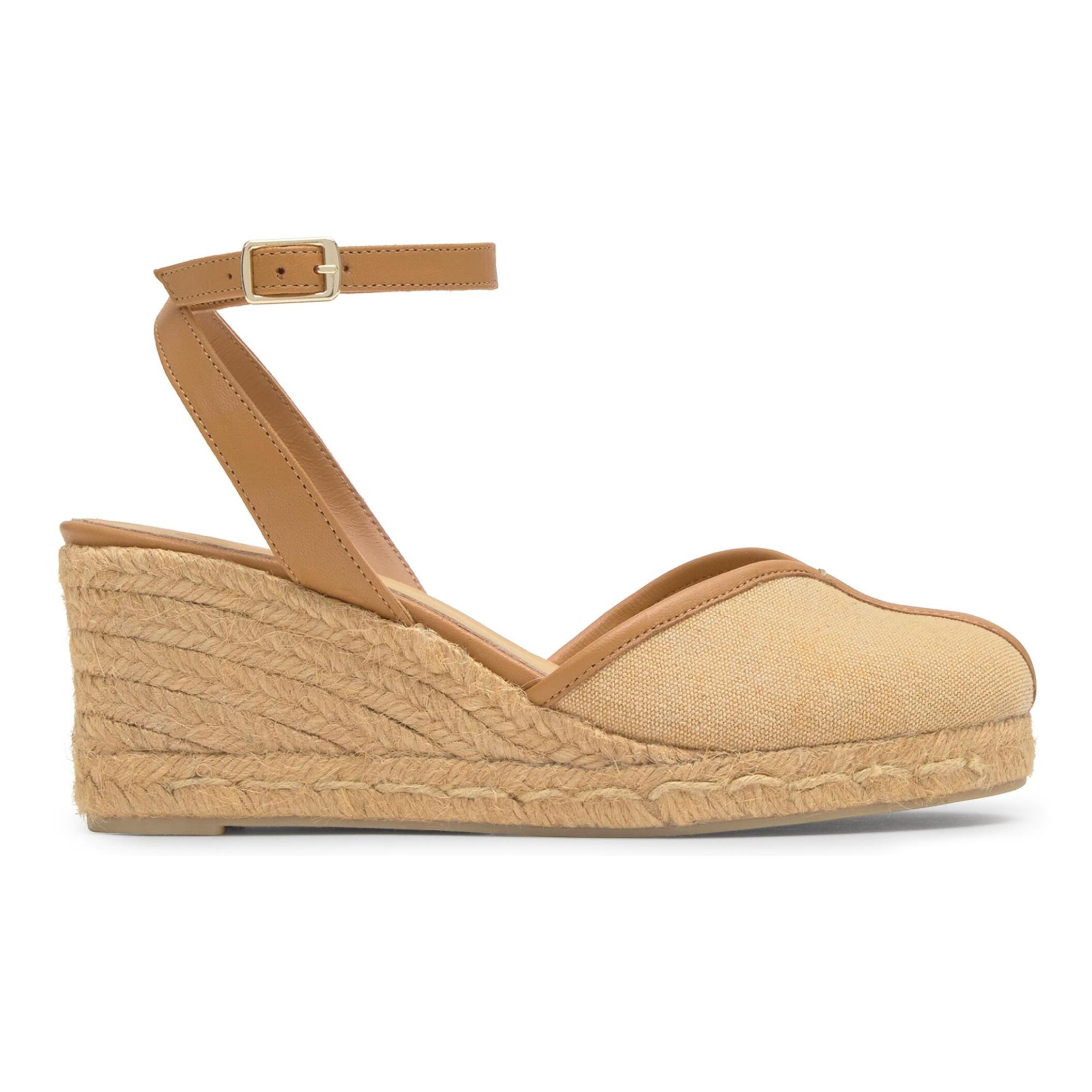 Alpargata Cecilia cuña de yute tintada en algodón orgánico con pulsera y escote en V