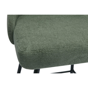 Tabourets de bar pivotants 360° en tissu chenille vert kaki et métal H66 cm (lot de 2) HASTA