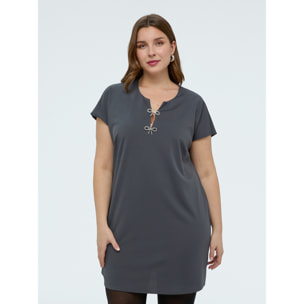 Fiorella Rubino - Vestido en punto Milano con lazos - Gris