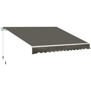 Toldo Manual Retráctil 350x250 cm Toldo para Balcón con Manivela de Metal Impermeable y Anti-UV Toldo Enrollable de Exterior para Jardín Terraza Ventanas Gris