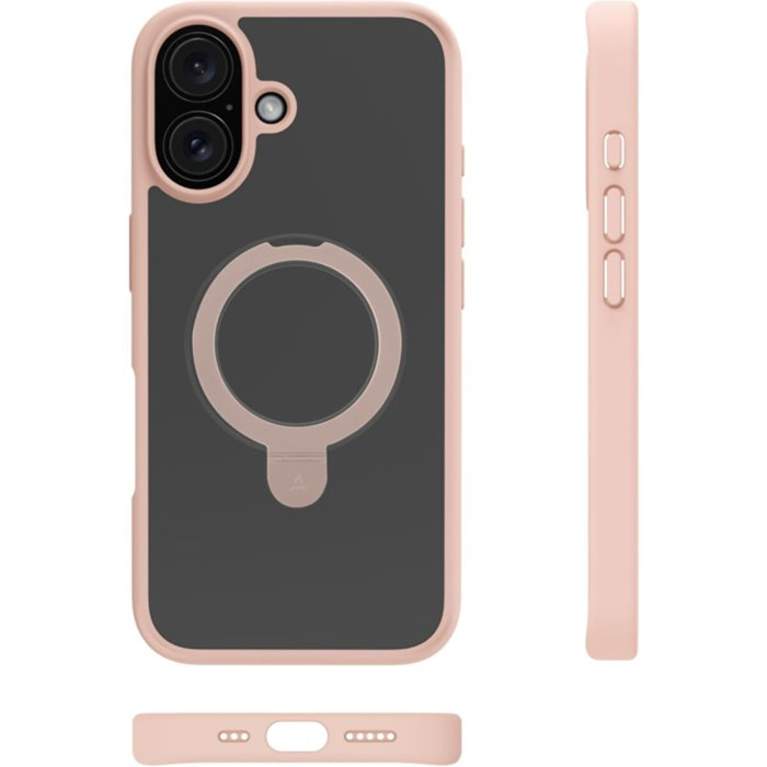 Coque ADEQWAT iPhone 16 magnétique Rose avec support