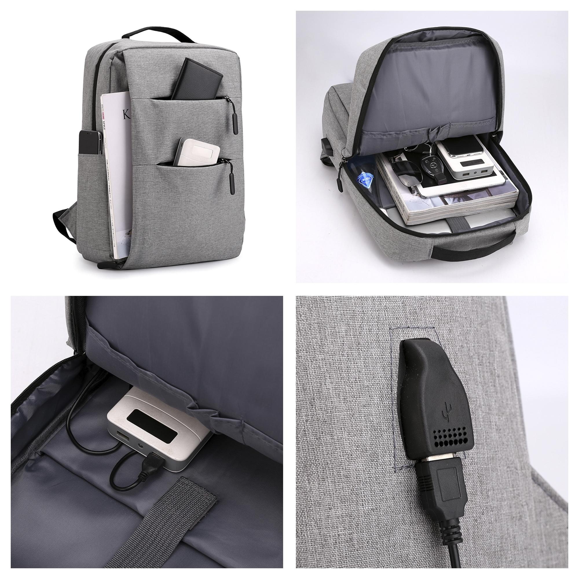 DAM Zaino per laptop con interfaccia di ricarica USB. 28x12x42 cm. Grigio