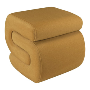 LEOPOLD - Pouf en tissu effet velours jaune moutarde