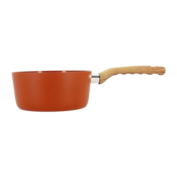Casserole 16cm en aluminium recyclé brique - tous feux COLORAMA