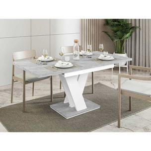 Xandriel - table à manger extensible - gris et blanc - 4 à 6 personnes - Blanc/chêne clair