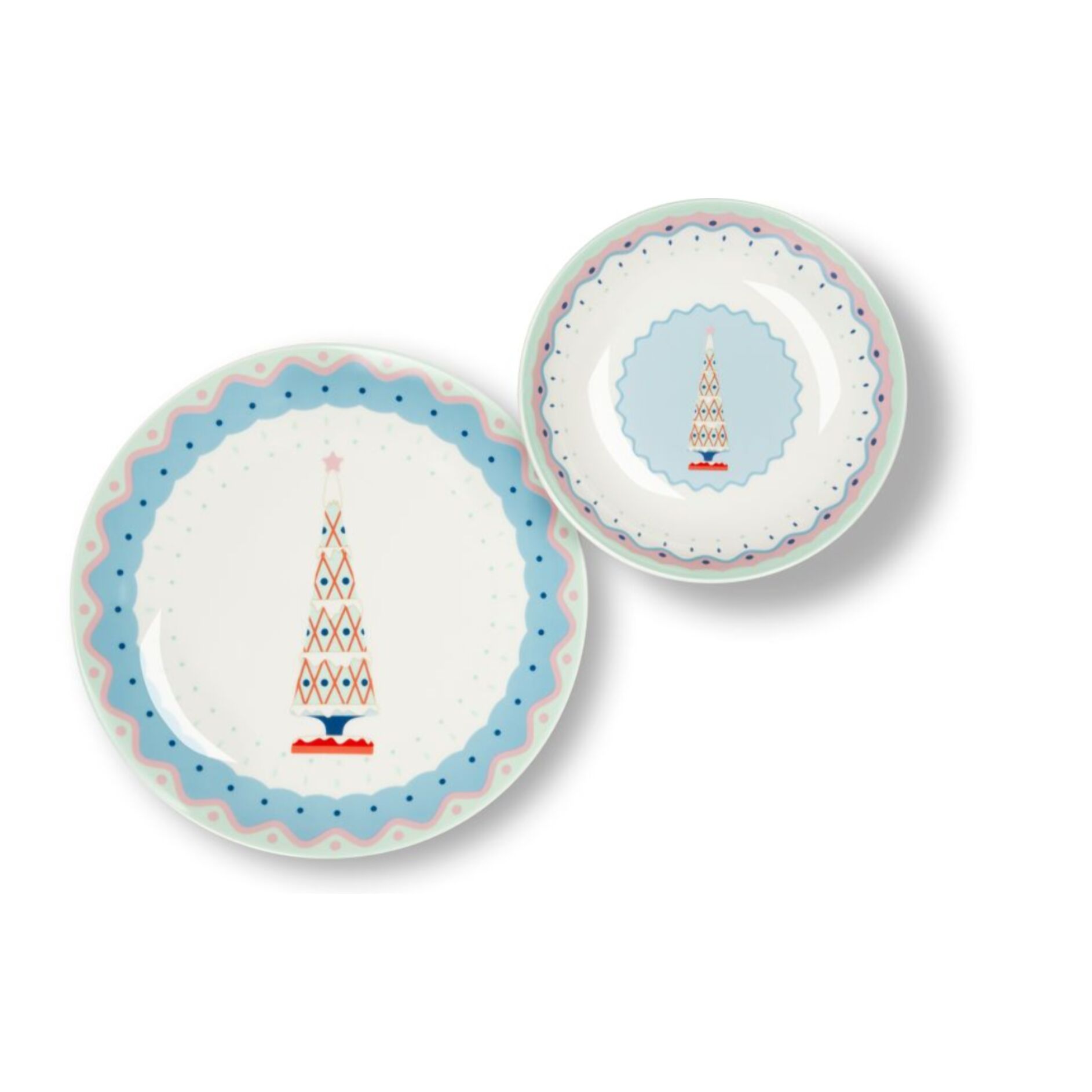 Servizio piatti 12 pezzi Excelsa - Xmas Sweet Pastels, porcellana bianca