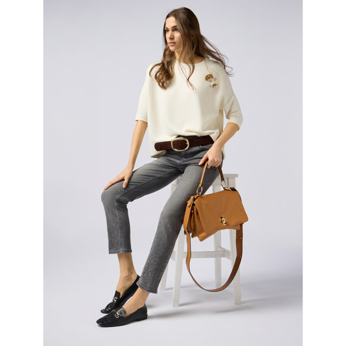 Oltre - Jeans regular con borchie decorative - Grigio