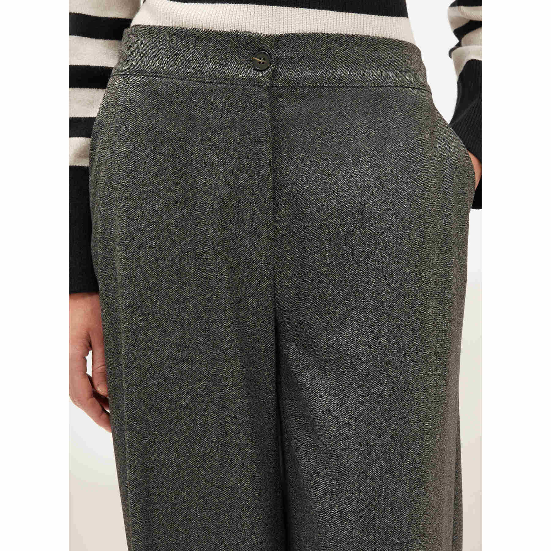 Motivi - Pantalón palazzo en tejido de espiga - Gris