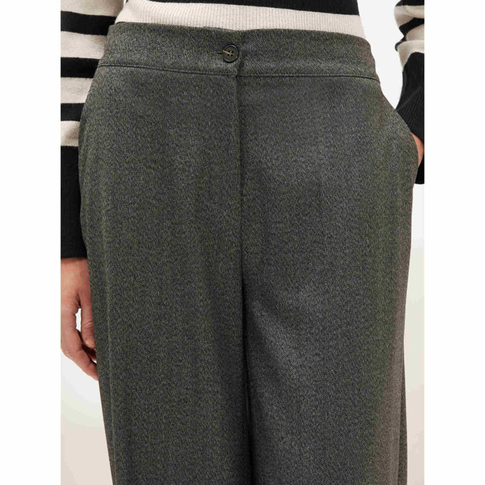 Motivi - Pantalón palazzo en tejido de espiga - Gris