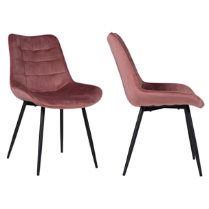 Lot de 2 chaises en velours LOUISE roses