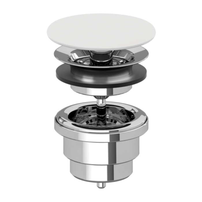 Bonde lavabo à écoulement libre Blanc mat CeramicPlus