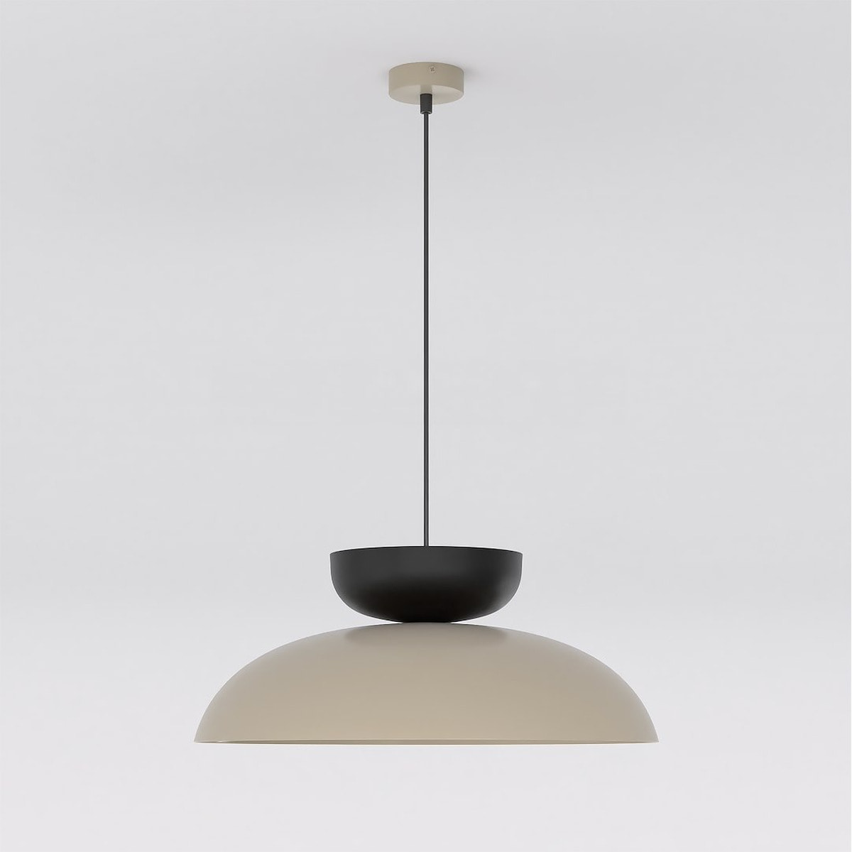 Lampada a sospensione Mega in acciaio moka beige