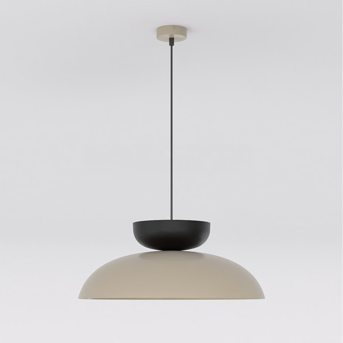 Lampada a sospensione Mega in acciaio moka beige