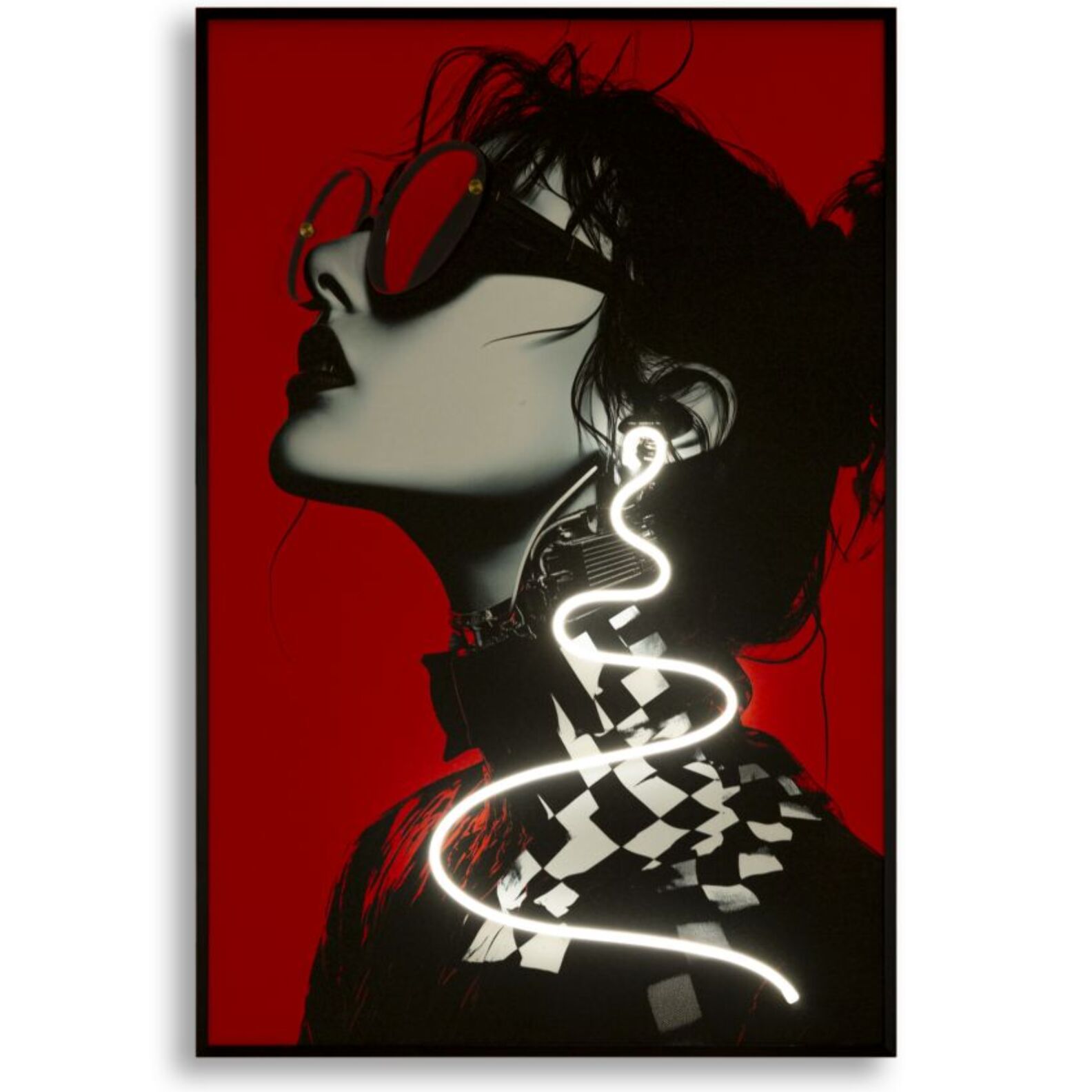 STAMPA C/LED SU TELA PSYCO -B- CM 60X3,5X90 (APPLICAZIONE 3D ACRILICO)