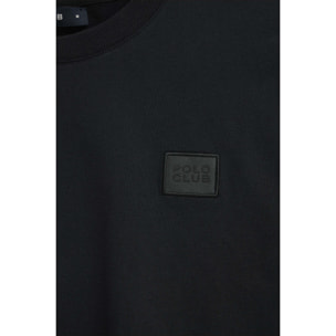 Camiseta negra de manga larga con parche personalizado Polo Club