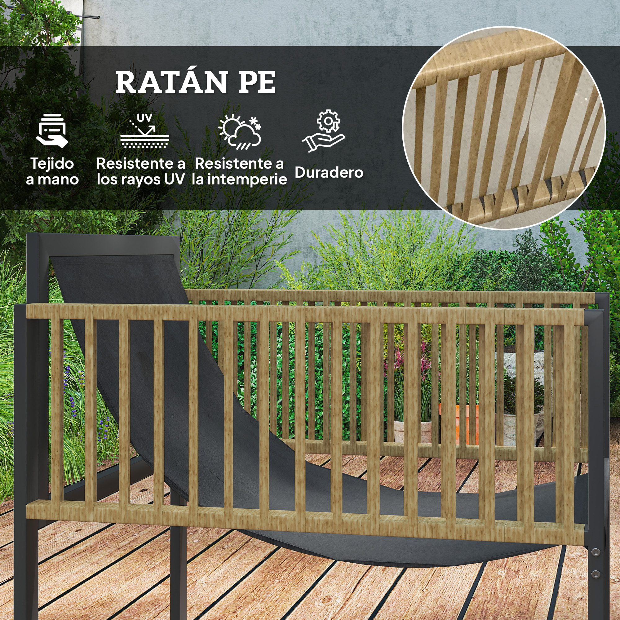 Conjunto de Jardín Exterior de Ratán Sintético de 4 Piezas Muebles de Jardín Exterior Incluye Sofá de 2 Plazas 2 Sillones 1 Mesa de Centro de Vidrio con Cojines Gris y Natural